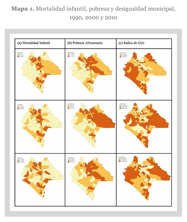 Mortalidad infantil, pobreza y desigualdad municipal, 1990, 2000 y 2010