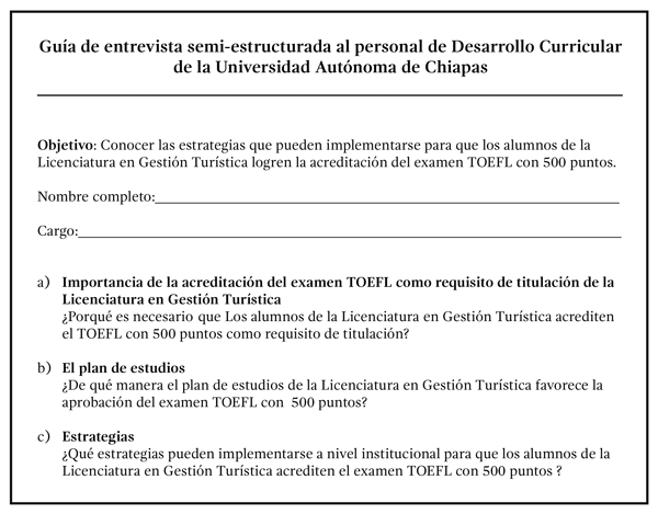 Guia - Entrevista - TOEFL - Guía de entrevista semi-estructurada al personal de Desarrollo Curricular