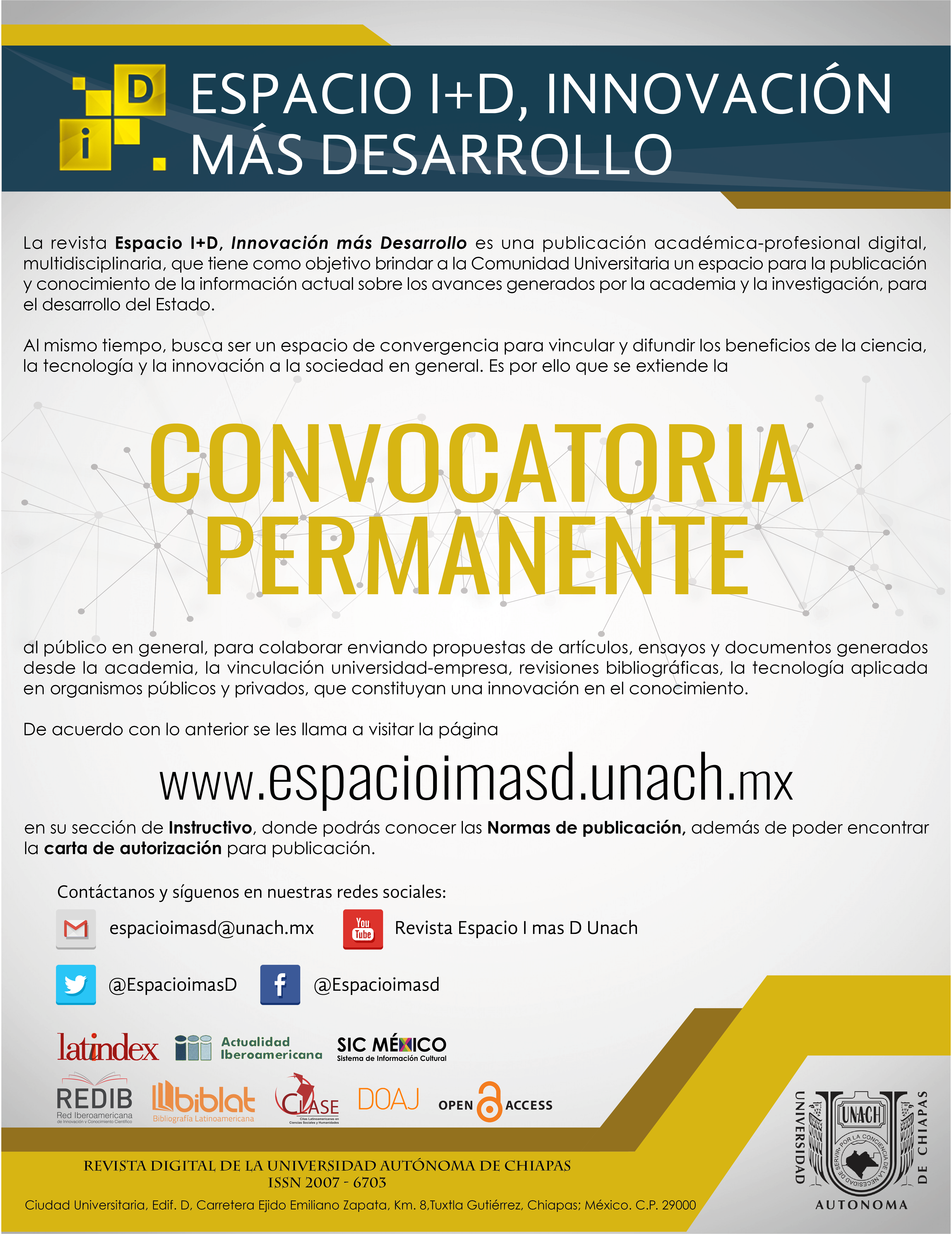 convocatoria, espacioimasd, unach, 2017